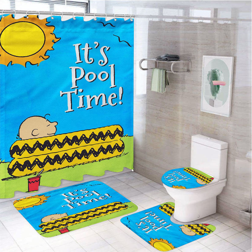 Peanuts Summer 4Pcs Bathroom Set Shower Curtain