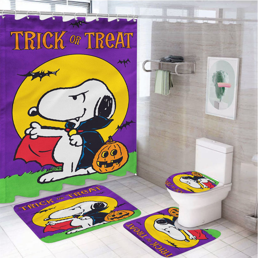 Peanuts Trick Or Treat Vampire Snoopy 4Pcs Bathroom Set Shower Curtain