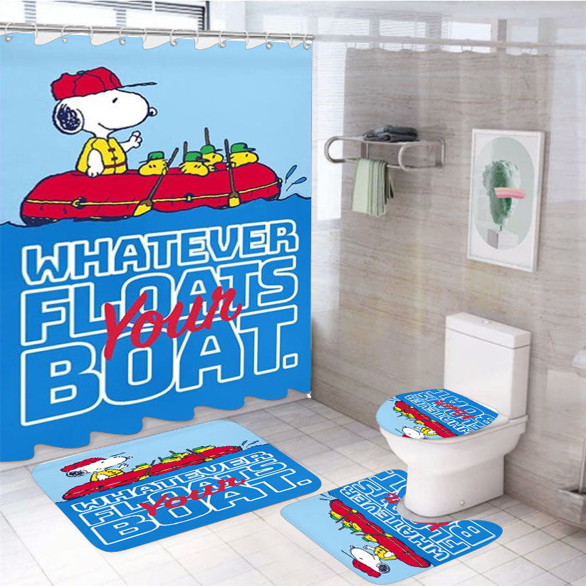 Peanuts Whatever Floats Your Boat Snoopy 4Pcs Bathroom Set Shower Curtain