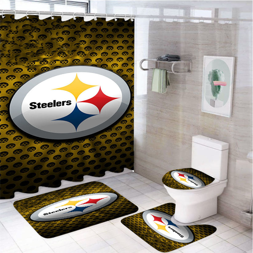 Pittsburgh Steelers Logo Nfl 4Pcs Bathroom Set Shower Curtain