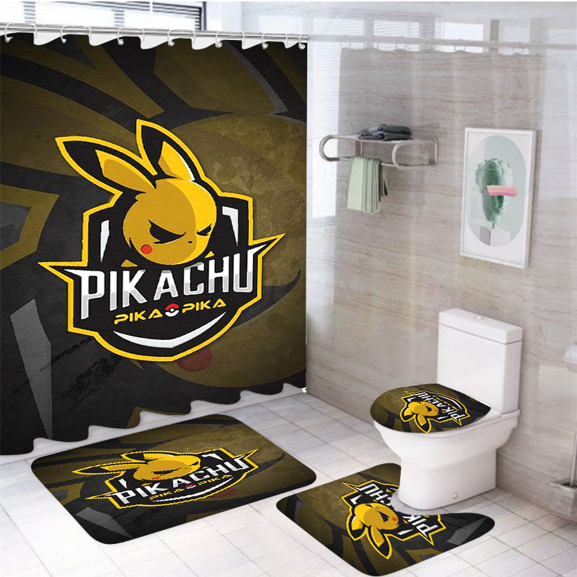 Pokemon Pikachu Pika Pika 4Pcs Bathroom Set Shower Curtain