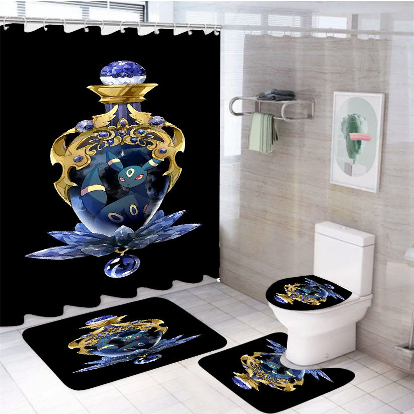 Pokemon Umbreon Diamond 4Pcs Bathroom Set Shower Curtain