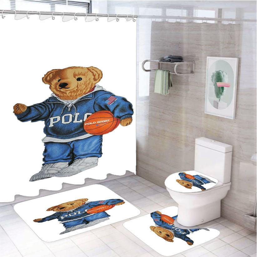 Polo Bear 4Pcs Bathroom Set Shower Curtain