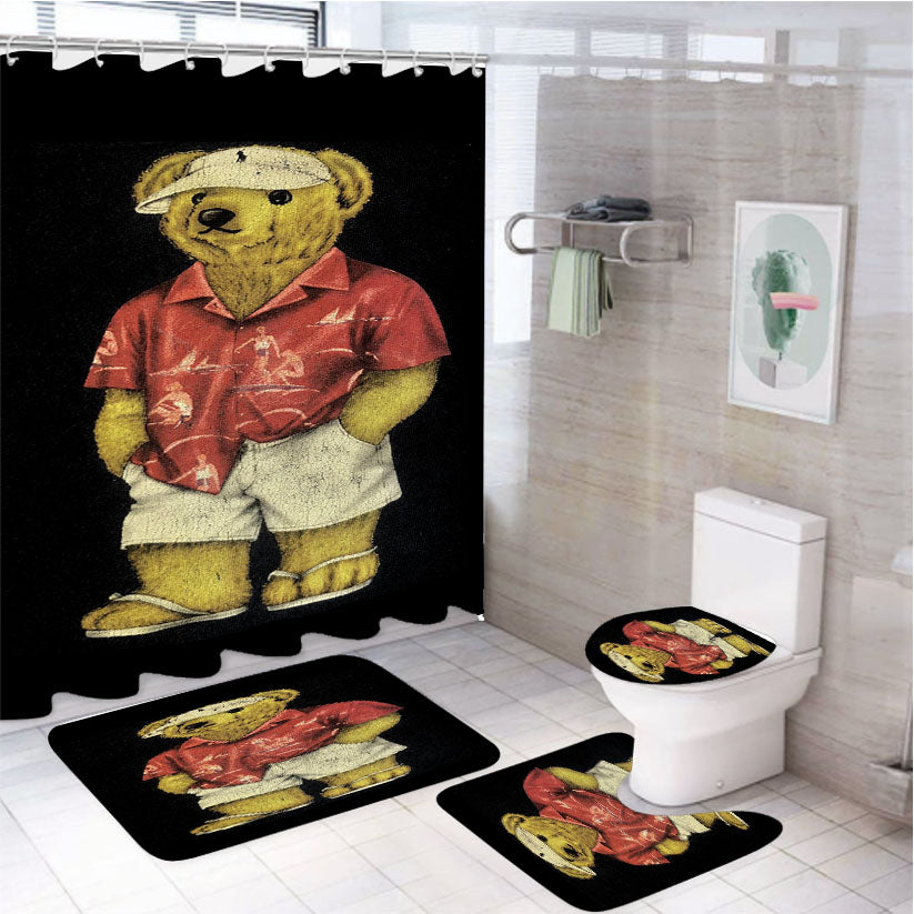 Polo Bear Beach Shirt 4Pcs Bathroom Set Shower Curtain