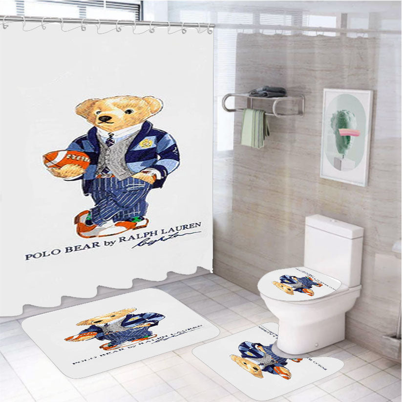 Polo Bear Ralph Lauren 4Pcs Bathroom Set Shower Curtain