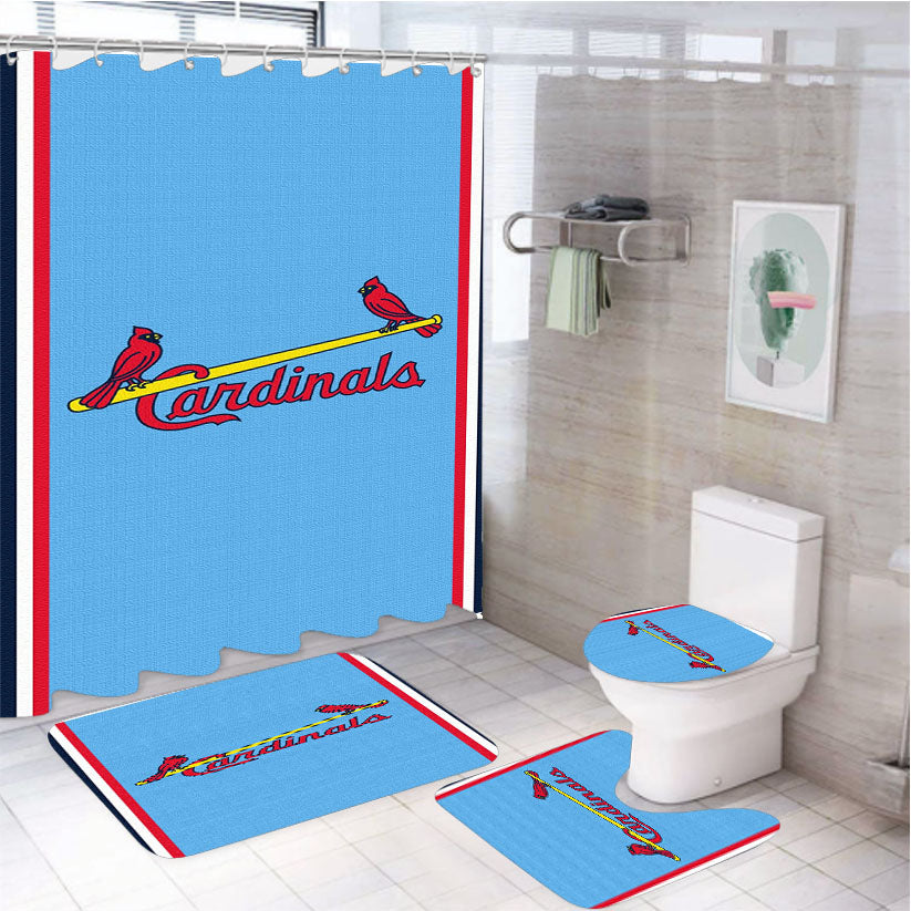 Powder Blue Cardinals Cavaliers Logo St Louis 4Pcs Bathroom Set Shower Curtain