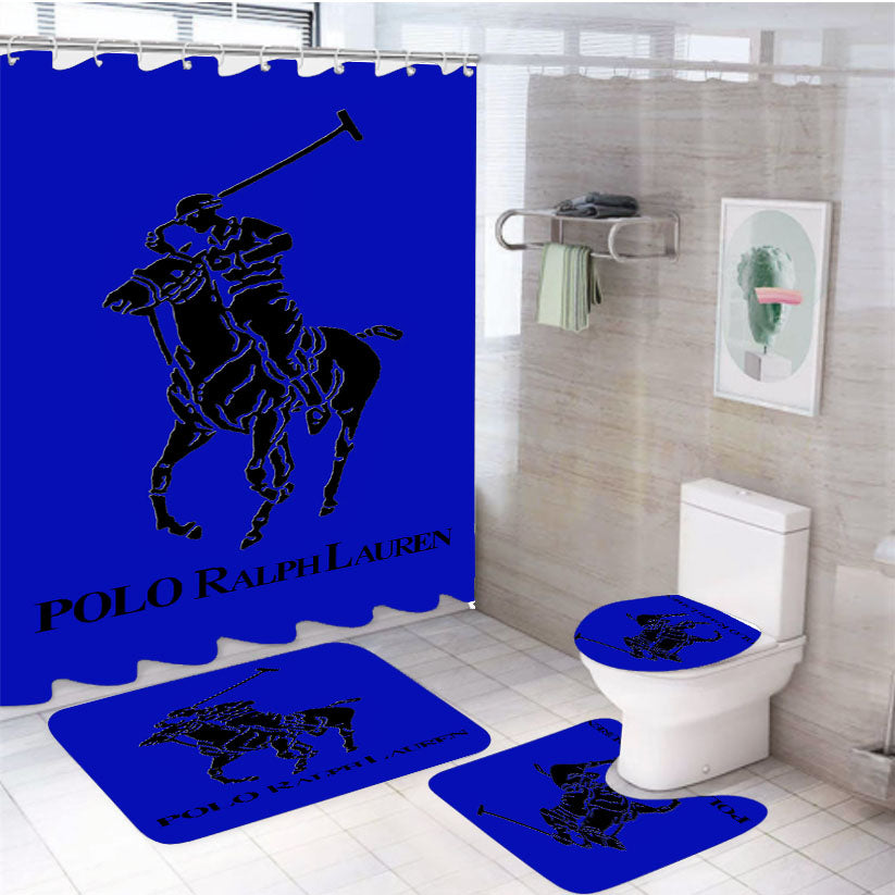 Ralph Lauren Polo Blue 4Pcs Bathroom Set Shower Curtain