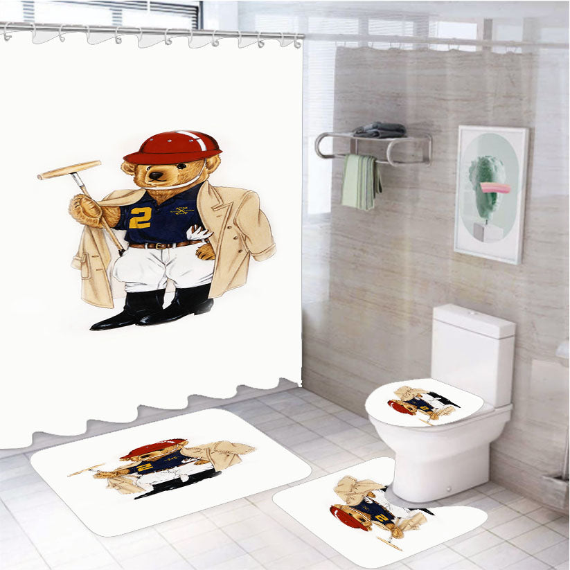 Ralph Laurens Polo Bear Golf 4Pcs Bathroom Set Shower Curtain