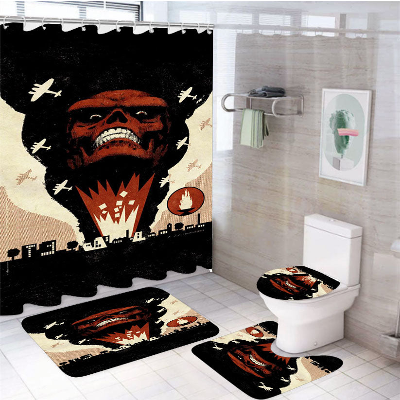 Red Skull Incarnate Marvel Comics 4Pcs Bathroom Set Shower Curtain