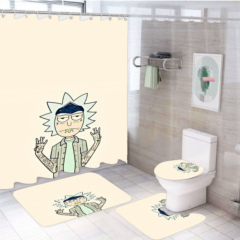 Rick And Morty 009 4Pcs Bathroom Set Shower Curtain