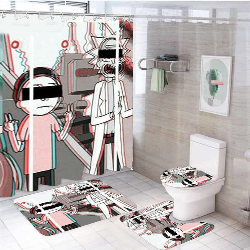 Rick And Morty Get Psychodelic 4Pcs Bathroom Set Shower Curtain