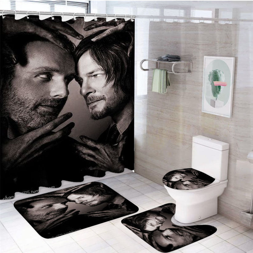 Rick Grimes Daryl Dixon 4Pcs Bathroom Set Shower Curtain