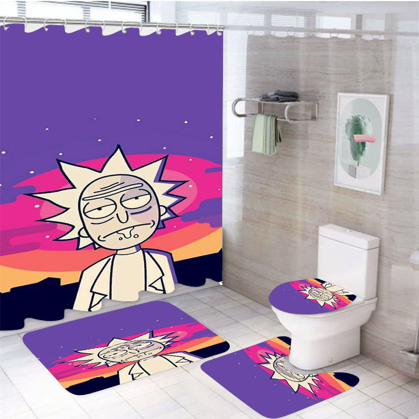 Rick Sunset Art 4Pcs Bathroom Set Shower Curtain