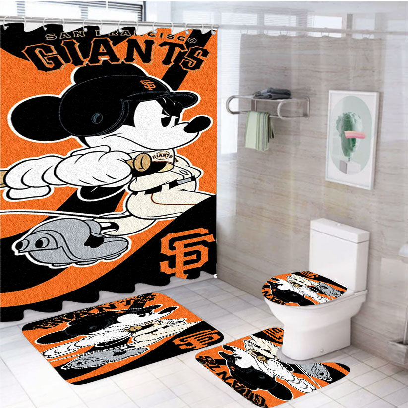 San Francisco Giants Disney Mickey Mouse 4Pcs Bathroom Set Shower Curtain