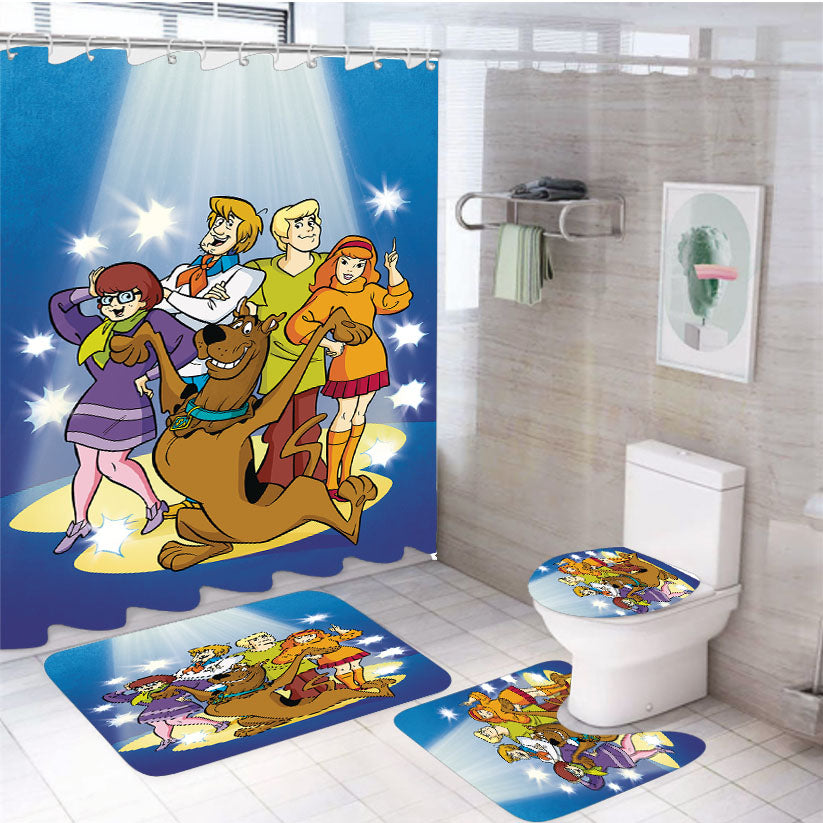 Scooby Doo And Ghost Team 4Pcs Bathroom Set Shower Curtain