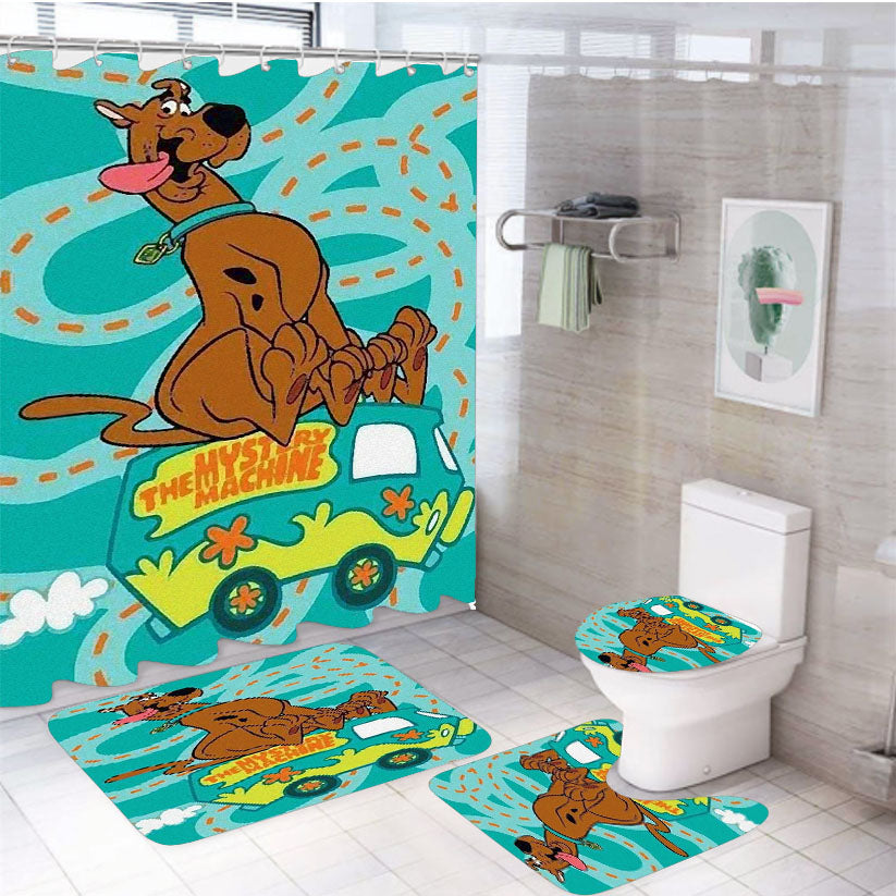 Scooby Doo And Mystery Machine 4Pcs Bathroom Set Shower Curtain