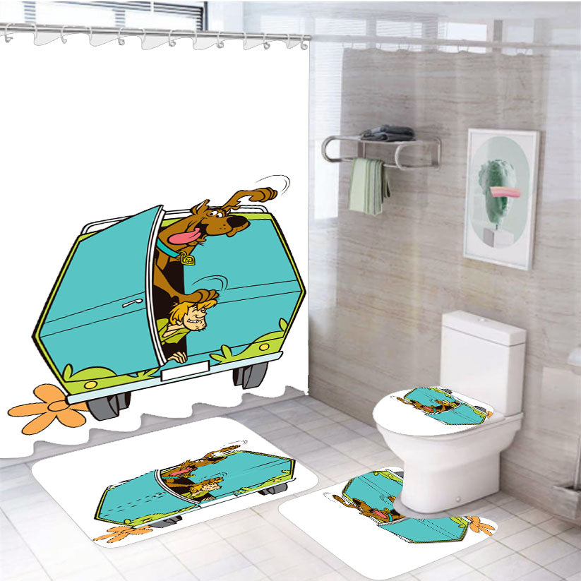 Scooby Doo Back Mystery Car 4Pcs Bathroom Set Shower Curtain
