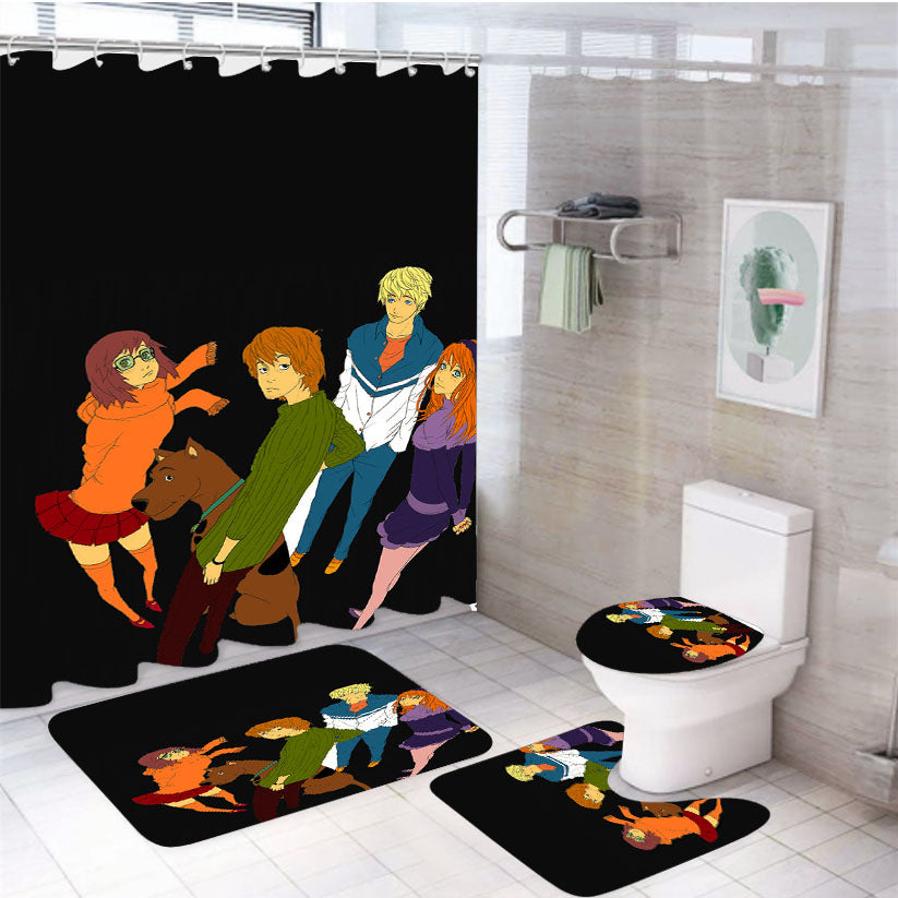 Scooby Doo Minimalist Wallpapers 4Pcs Bathroom Set Shower Curtain