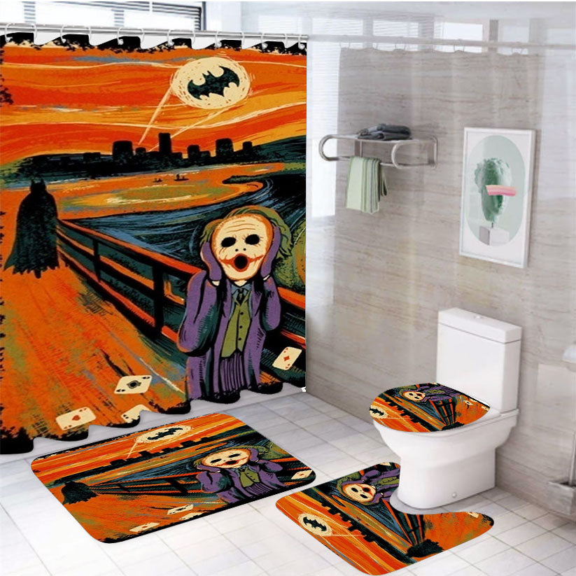 Scream Batman 4Pcs Bathroom Set Shower Curtain