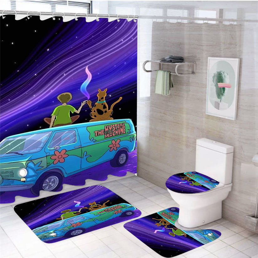 Shaggy Rogers And Scooby Doo Galaxy 4Pcs Bathroom Set Shower Curtain