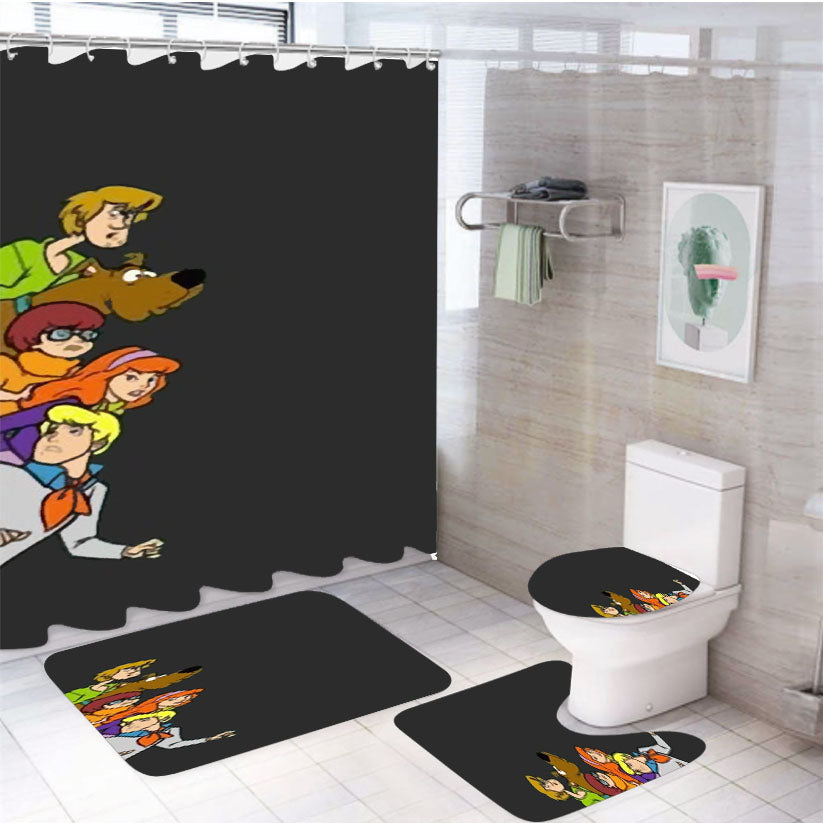Shaggy Scooby Doo Velma Daphne Fred 4Pcs Bathroom Set Shower Curtain
