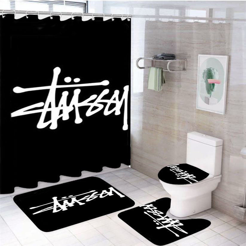 Simple Design Stussy 4Pcs Bathroom Set Shower Curtain