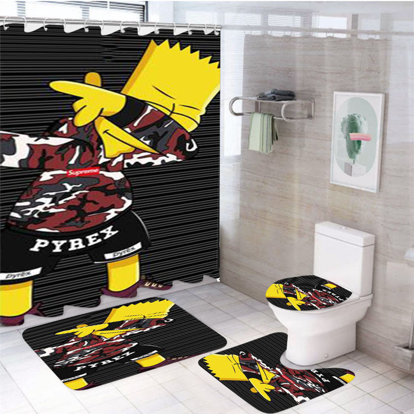 Simpsons Supreme 4Pcs Bathroom Set Shower Curtain