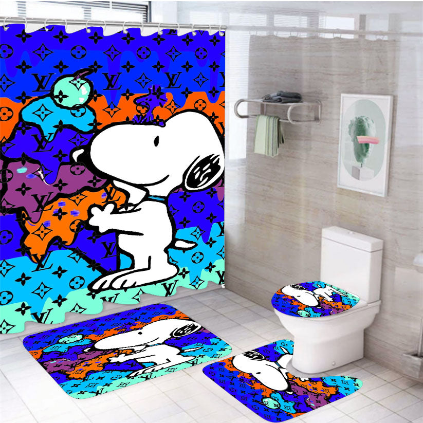 Snoopy Art 4Pcs Bathroom Set Shower Curtain