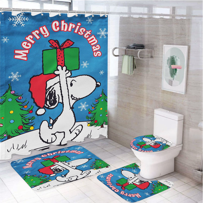 Snoopy Christmas Peanuts 4Pcs Bathroom Set Shower Curtain