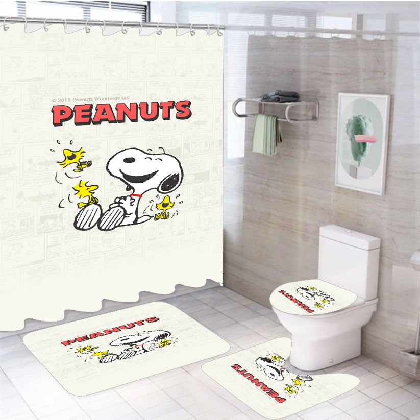 Snoopy Comic 2 4Pcs Bathroom Set Shower Curtain