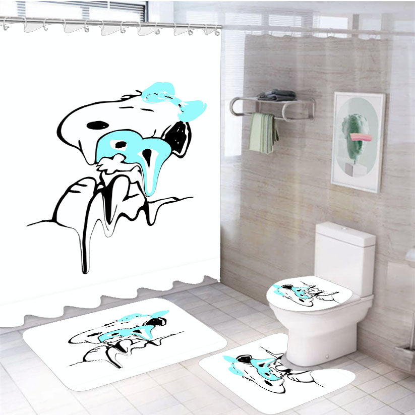 Snoopy Commes Des Garcons 4Pcs Bathroom Set Shower Curtain