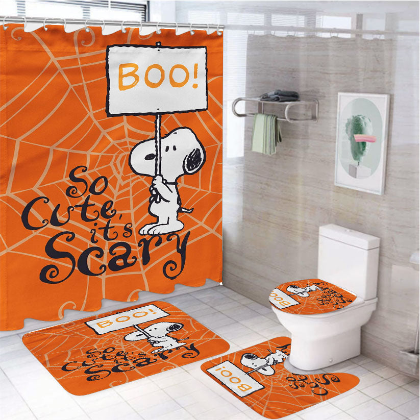 Snoopy Cute Halloween 4Pcs Bathroom Set Shower Curtain