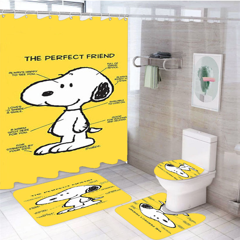 Snoopy Dog Perfect Friend 4Pcs Bathroom Set Shower Curtain