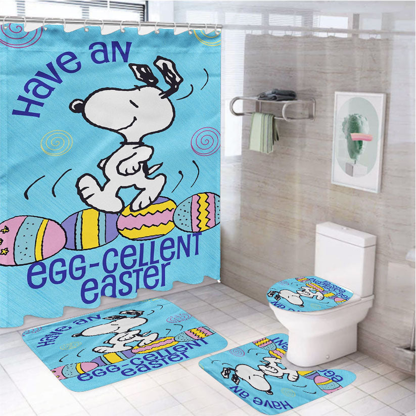 Snoopy Easter 4Pcs Bathroom Set Shower Curtain
