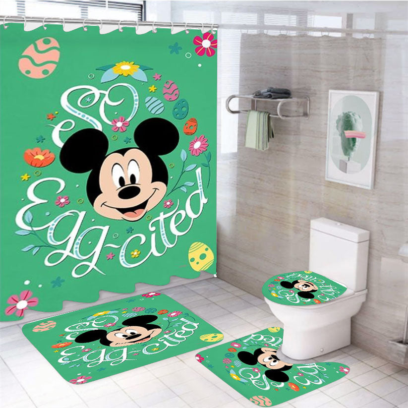 So Egg-Cited Easter Mickey Mouse 4Pcs Bathroom Set Shower Curtain