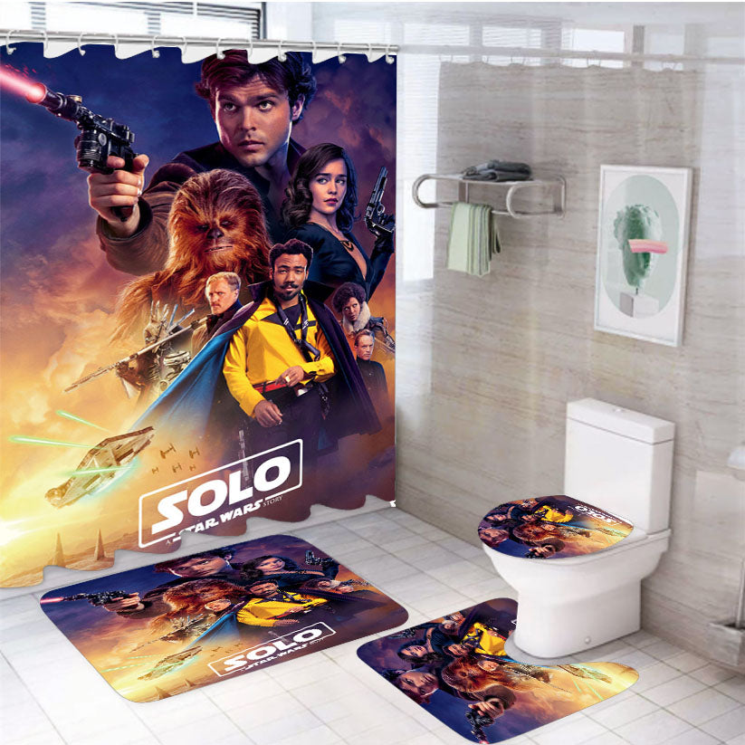 Solo Star Wars Movie Poster 4Pcs Bathroom Set Shower Curtain