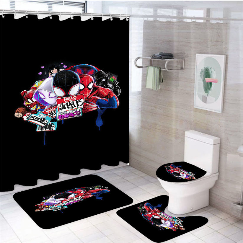 Spider-Man Adventure Superhero Games 4Pcs Bathroom Set Shower Curtain