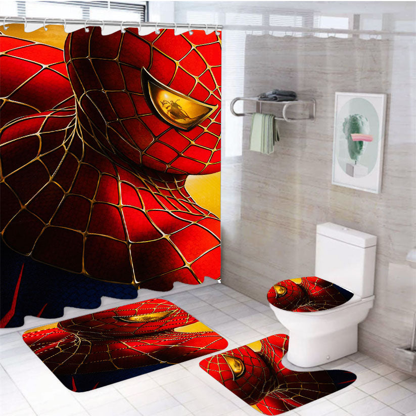 Spider Man 4Pcs Bathroom Set Shower Curtain