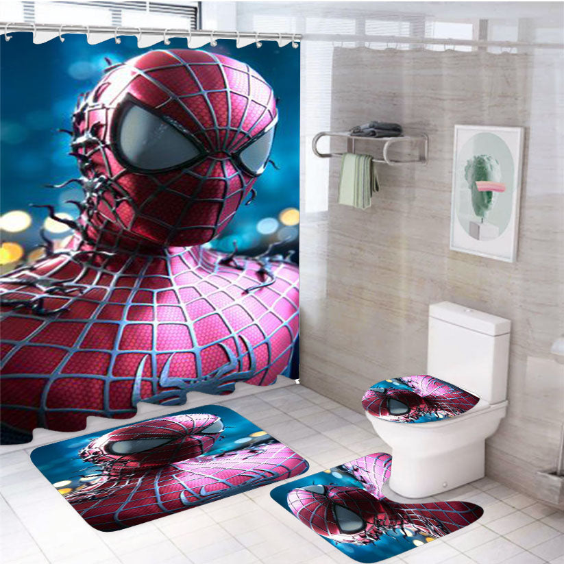 Spider Man Fan Art 4Pcs Bathroom Set Shower Curtain