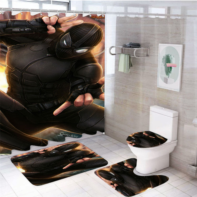 Spider Man Far From Home Stealth Suit 4Pcs Bathroom Set Shower Curtain