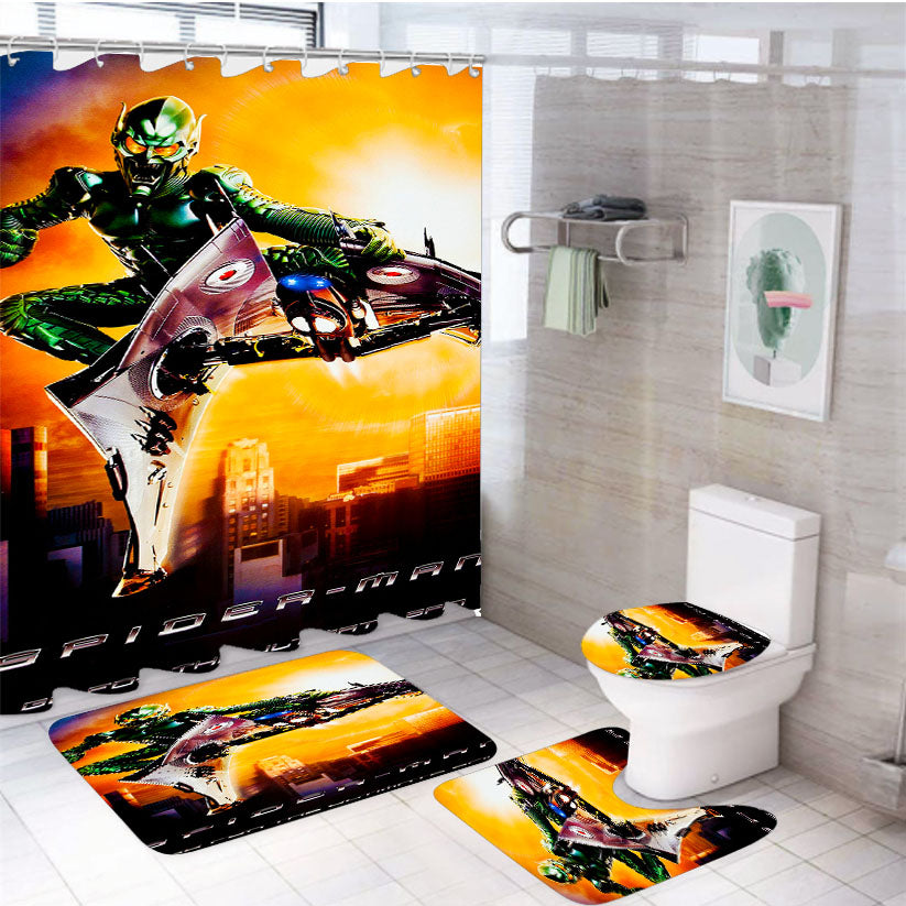 Spider Man Green Goblin 4Pcs Bathroom Set Shower Curtain