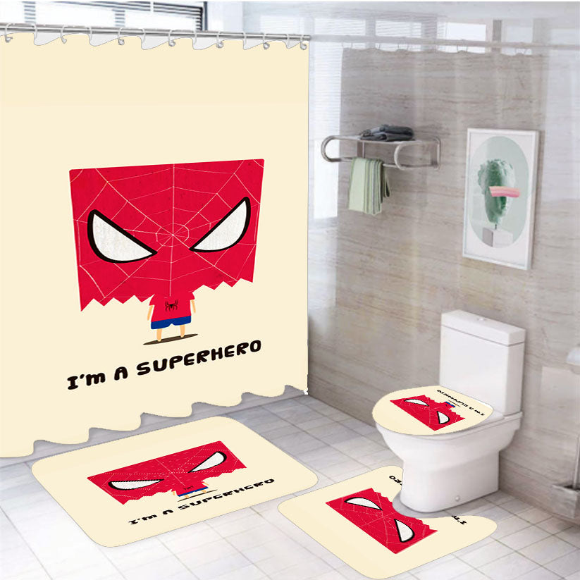 Spider Man Kid Vector 4Pcs Bathroom Set Shower Curtain