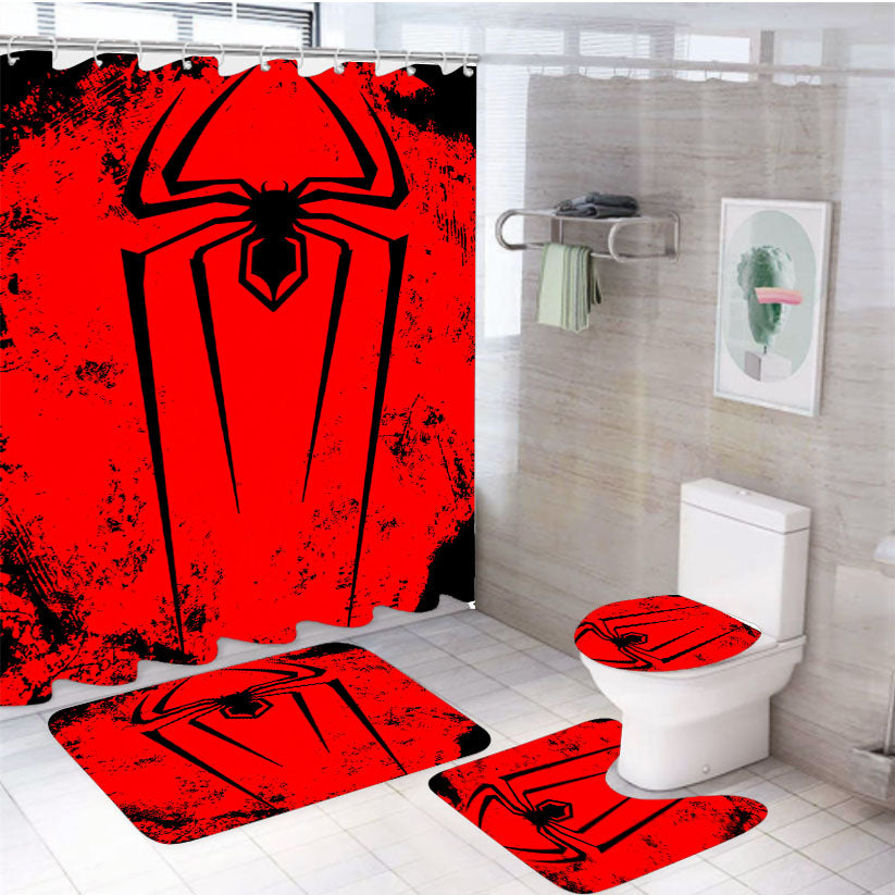 Spider Man Logo 4Pcs Bathroom Set Shower Curtain
