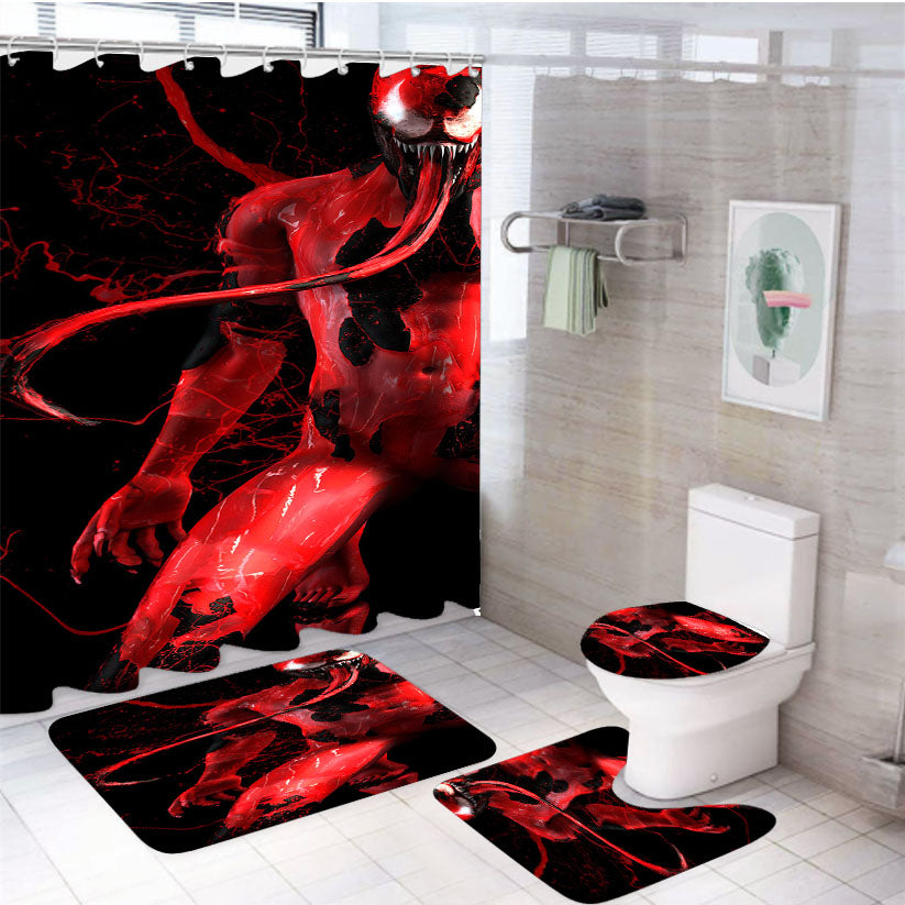 Spider Man Venom Bloody Paint 4Pcs Bathroom Set Shower Curtain