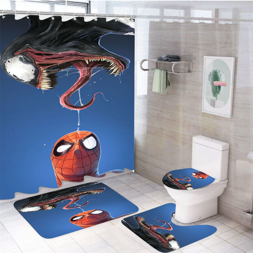 Spiderman Spit Tongue Venom 4Pcs Bathroom Set Shower Curtain