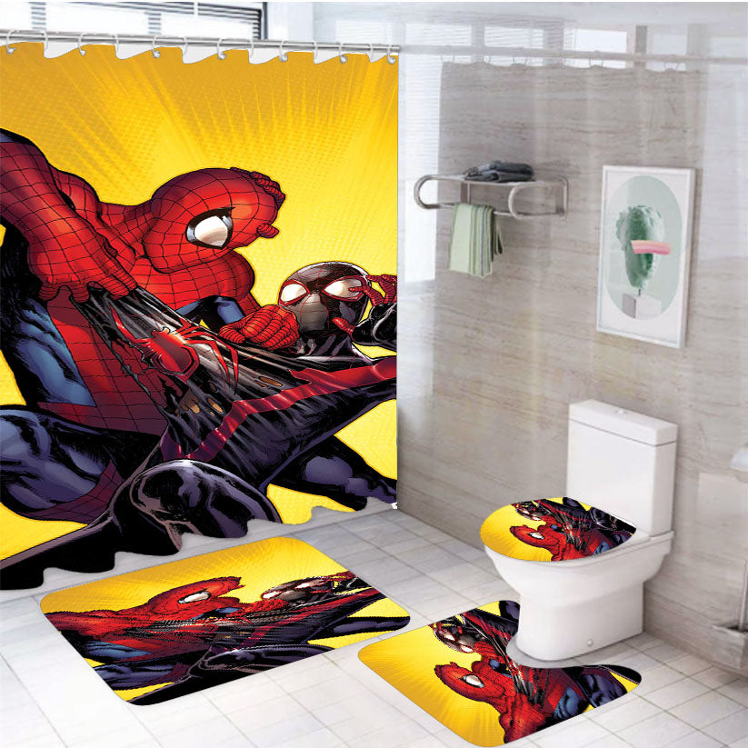Spiderman Vs Spiderman Into The Verse 4Pcs Bathroom Set Shower Curtain