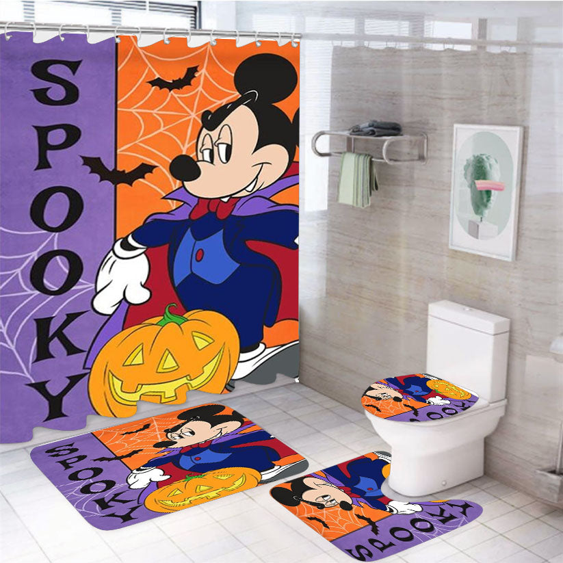 Spooky Mickey Mouse 4Pcs Bathroom Set Shower Curtain