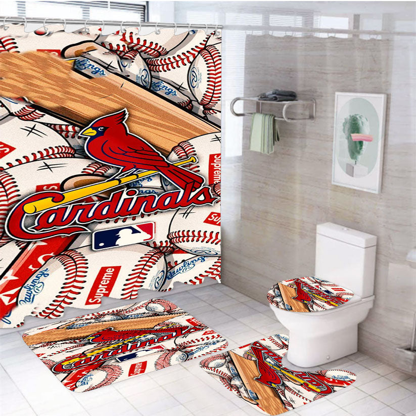 St Louis Cardinals Baseball The Best 4Pcs Bathroom Set Shower Curtain