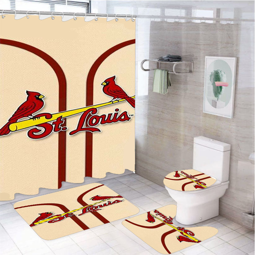 St Louis Cardinals Jersey 4Pcs Bathroom Set Shower Curtain