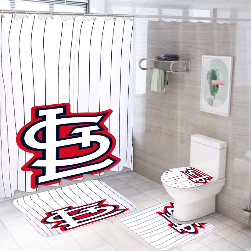St Louis Cardinals Jersey White 4Pcs Bathroom Set Shower Curtain